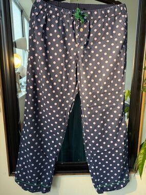 J. Crew Navy Blue Pajama Pants with Pink Polka Dots